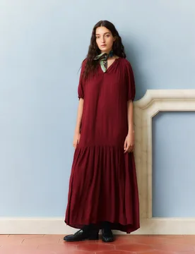 Vestido midi liso con plumeti y lurex - Southern Cotton - FashionsVida