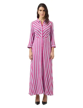 Robe Longue à Manches 3/4 Savanna Rose Violet / Stripes Skyway M