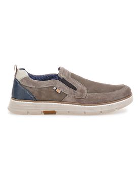 Mocassini Slip on taupe con inserti in tessuto 26111012 42