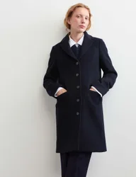Pure Wool Short Boyfriend Coat Navy female