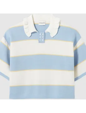 Polo de mujer de punto con rayas, manga corta y hombros caídos - CLAUDIE PIERLOT - FashionsVida