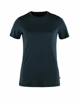 Camiseta de mujer Abisko Wool SS W azul oscuro S - Fjällräven - FashionsVida