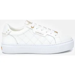 Zapatilla de mujer con cordones de piel