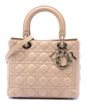 Medium Lambskin Cannage Lady Dior - Dior - FashionsVida