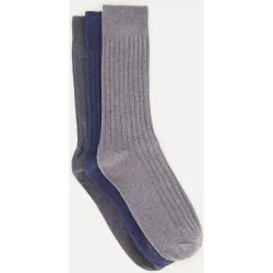 Pack de tres calcetines largos lisos de hombre