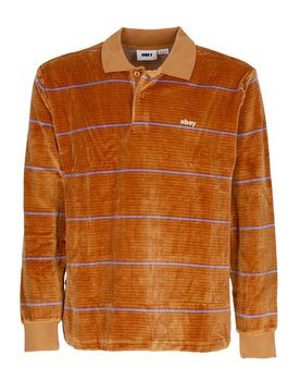 Polo Manica Lunga Uomo Fete Velour Stripe Polo L/s Brown Sugar Multi