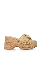 Women's 'Pedestal Beige Raffia' Sandals Size: 5 - Beige - Size: 5
