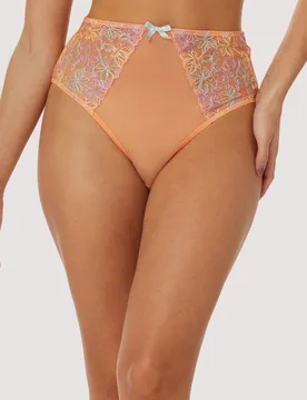 Womens Felicity Hayward X Pp Palm Bay Embroidery Suspender Belt - Coral Satin - Size 10 Uk - Playful Promises - FashionsVida