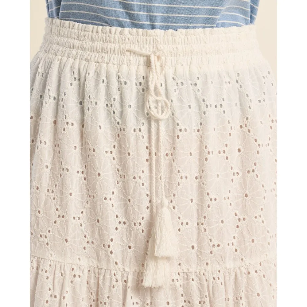 Falda larga con volantes en tejido bordado - Molly Bracken - FashionsVida