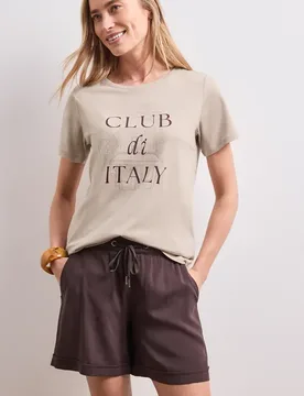 T-Shirt mit Rundhals und Artwork female Beige - Street One - FashionsVida