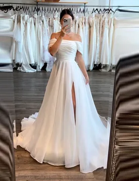 SoDigne A-line Off Shoulder Wedding Dresses Organza Sleeveless Bridal Dress Elegant Wedding Gown Robe De Mairee ﻿Customized - Aliexpress - FashionsVida