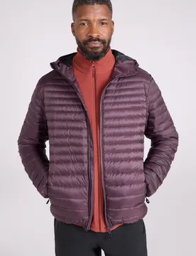 Featherweight Hybrid Down Extreme Hooded Jacket - Brown - Mountain Warehouse - FashionsVida