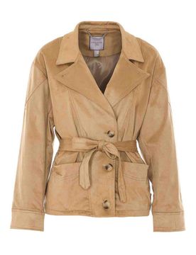 Blazer squadrato in finta pelle scamosciata