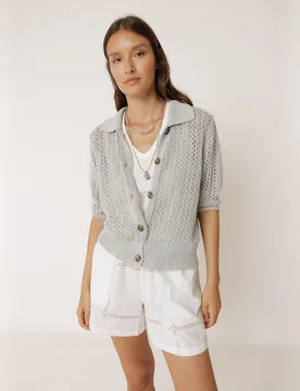 Indi & Cold - Chaqueta de mujer cuello camisero manga larga - Indi & Cold - FashionsVida