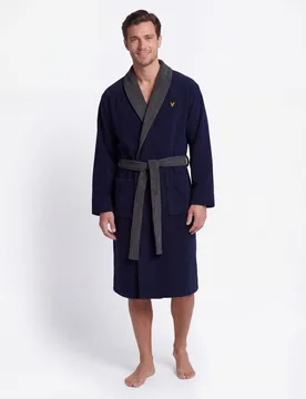 Lyle & Cotton Blend Dressing Gown Navy male - Scott - FashionsVida