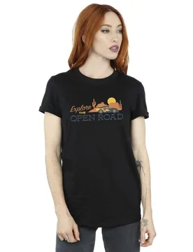 Women's Cars Explore The Open Road Cotton Boyfriend T-Shirt in Black Size: XL - Black - Size: XL - Disney - FashionsVida