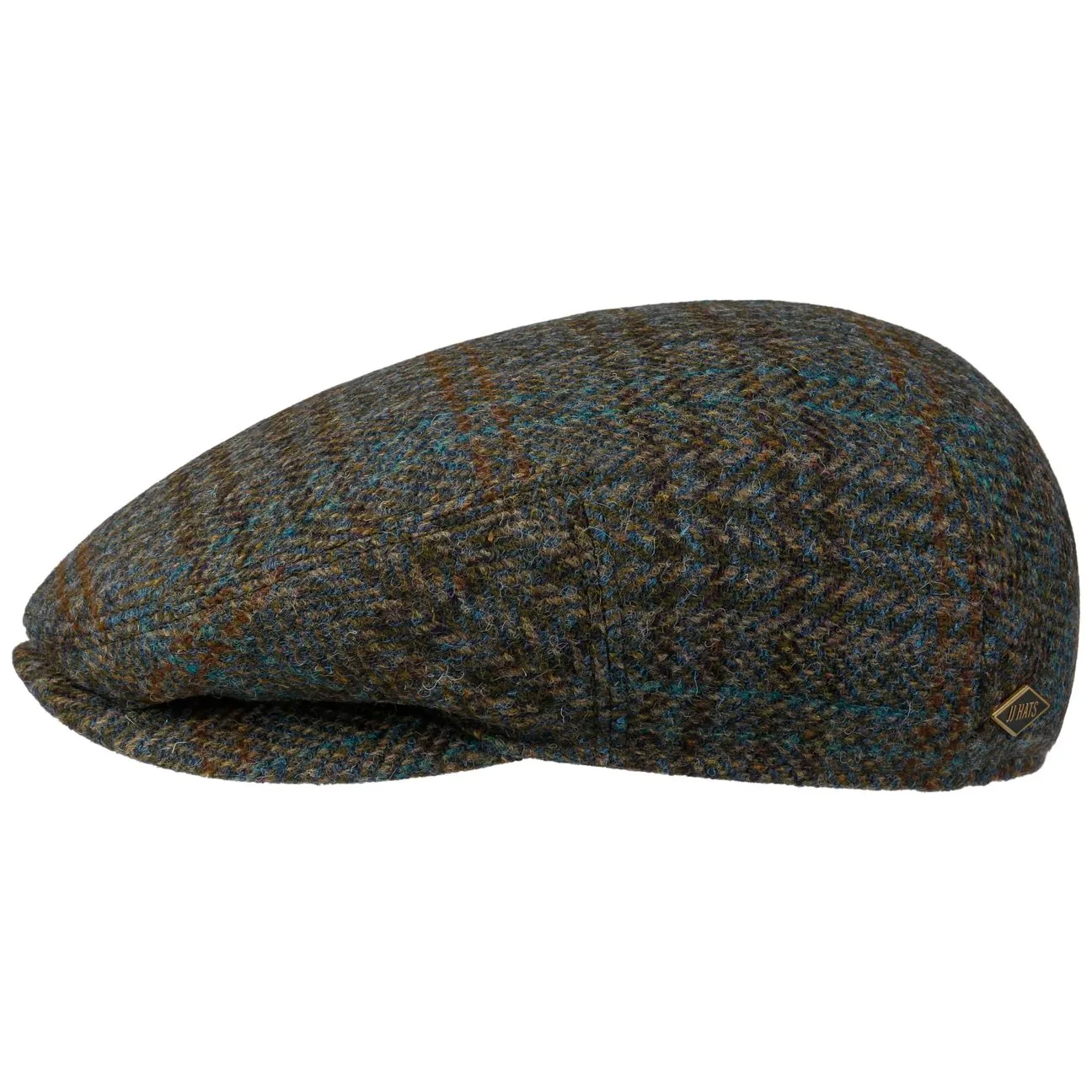 Burnstead Wool Driver Flat Cap by - blue-green - Size: 62 cm - JJ Hats - FashionsVida