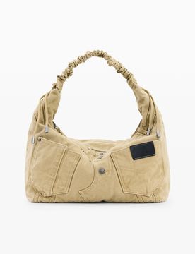 Bolso denim grande, Mujer, Algodon, MarróN, U
