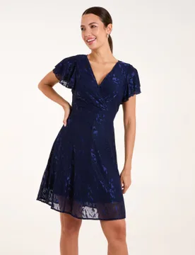 Mesh Angel Sleeve Dress - 12 / NAVY - female - Blue Vanilla - FashionsVida