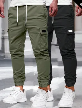 Piezas Pantalones cargo casuales y versátiles de unicolor para hombres, ropa de otoño - Shein - FashionsVida
