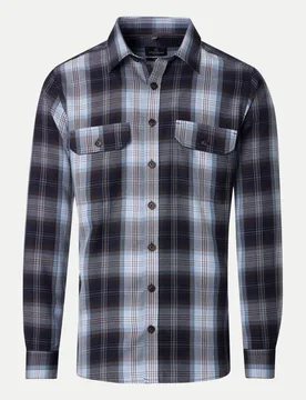 Casual-Fit Karo-Overshirt Blau L - Casamoda - FashionsVida