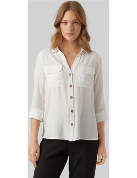 Camisa de mujer de manga carga con cuello pico - Vero Moda - FashionsVida