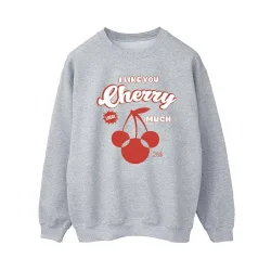 Women's I Like You Cherry Much Minnie Mouse Sweatshirt in Grey Size: XL - Grey - Size: XL