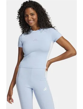 Camiseta de mujer Essentials Slim Baby 3 bandas - Adidas - FashionsVida