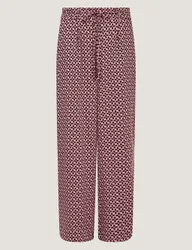 Printed Tie Detail Wide Leg Trousers Pink Mix female