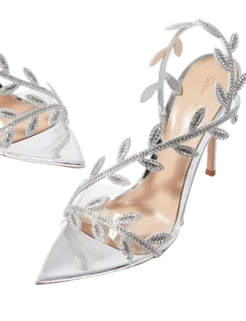 Embellished Silver Flavia Sandals - Gianvito Rossi - FashionsVida