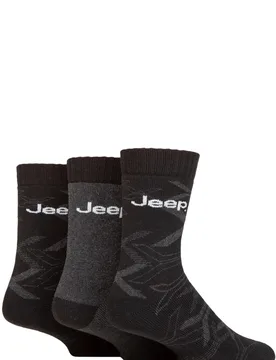 Mens 3 Pair Camo Cotton Boot Socks Black / Charcoal 6-11 - Black - Size: 6-11 Mens - Jeep - FashionsVida