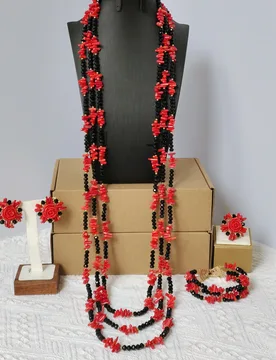 Inches 3layers Coral Beads and Crystal African Beads Jewelry Set - Aliexpress - FashionsVida