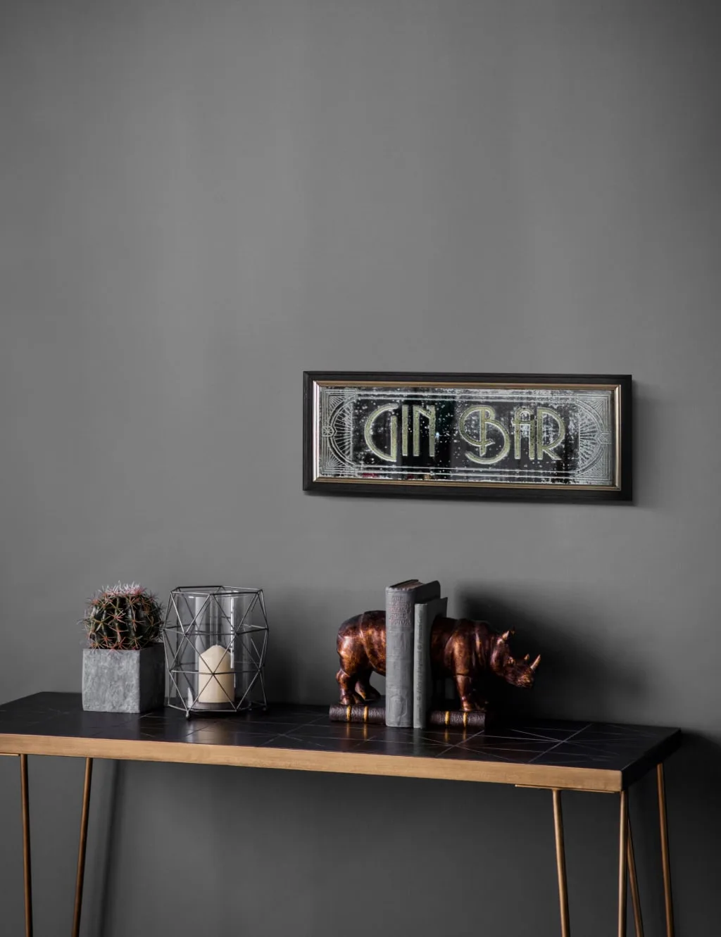 Gin Bar Wooden Frame Medium Wall Mirror Brown - Gallery Direct - FashionsVida