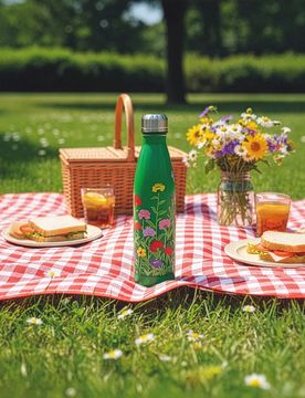 Edelstahlflasche mit Blumenmotiv