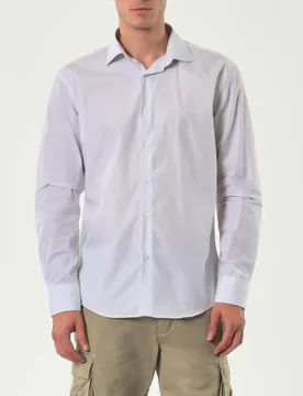 Camicia bianca micro riga in puro cotone - Ashki.i - FashionsVida