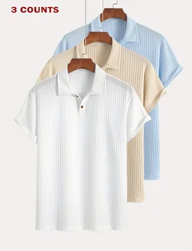 Summer men's polo shirt 3-piece assembly, breathable and non stuffy, versatile for business and leisure, solid color lapel short - Aliexpress - FashionsVida