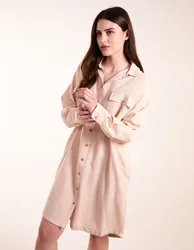 Utility Shirt Dress - M / STONE - female