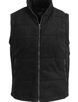 Mens Cord Padded Gilet - Black Cotton - Size Small - Cherokee - FashionsVida