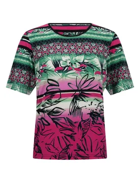 Streifen-Druck-Mix D Shirt 1/2 RH female - 38 - FashionsVida