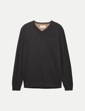 Basic Strickpullover Schwarz XXL
