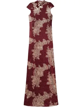 Vestido largo con escote de alamares - The-Are - FashionsVida
