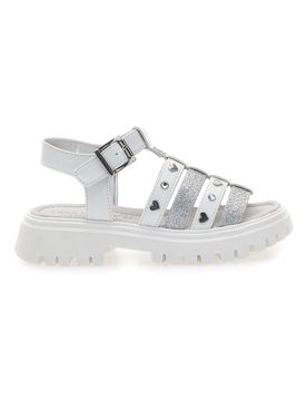 Sandali bianchi con borchie e suola chunky 90219488 33