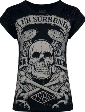 Rock T-Shirt - T-Shirt mit Skullprint - S bis L - für Damen - Größe M - schwarz - Frauen - female - Rock Rebel by EMP - FashionsVida