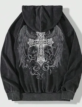 Sudadera con capucha de forro polar casual para hombre, para otoño e invierno, parte superior de manga larga - Shein - FashionsVida