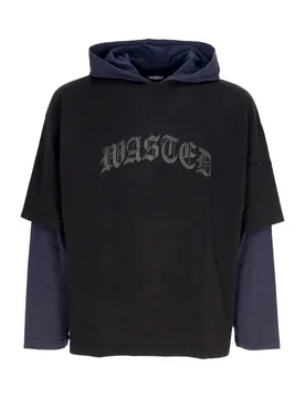 Maglietta Manica Lunga Uomo Legacy Hoodie Age Faded Black/faded Blue - Wasted Paris - FashionsVida