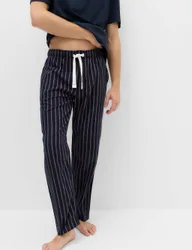 Pure Cotton Striped Pyjama Bottoms Navy Mix male