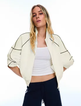 Veste Col Montant Contrastant S Écru - Bershka - FashionsVida