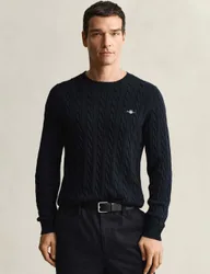 Pure Cotton Cable Crew Neck Jumper Navy male