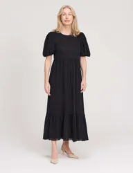 Burnout Jersey Midi Tiered Dress Black female