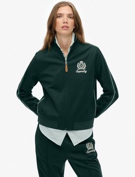 Superdry Damen Country Club Trainingsjacke Green - Größe: 44